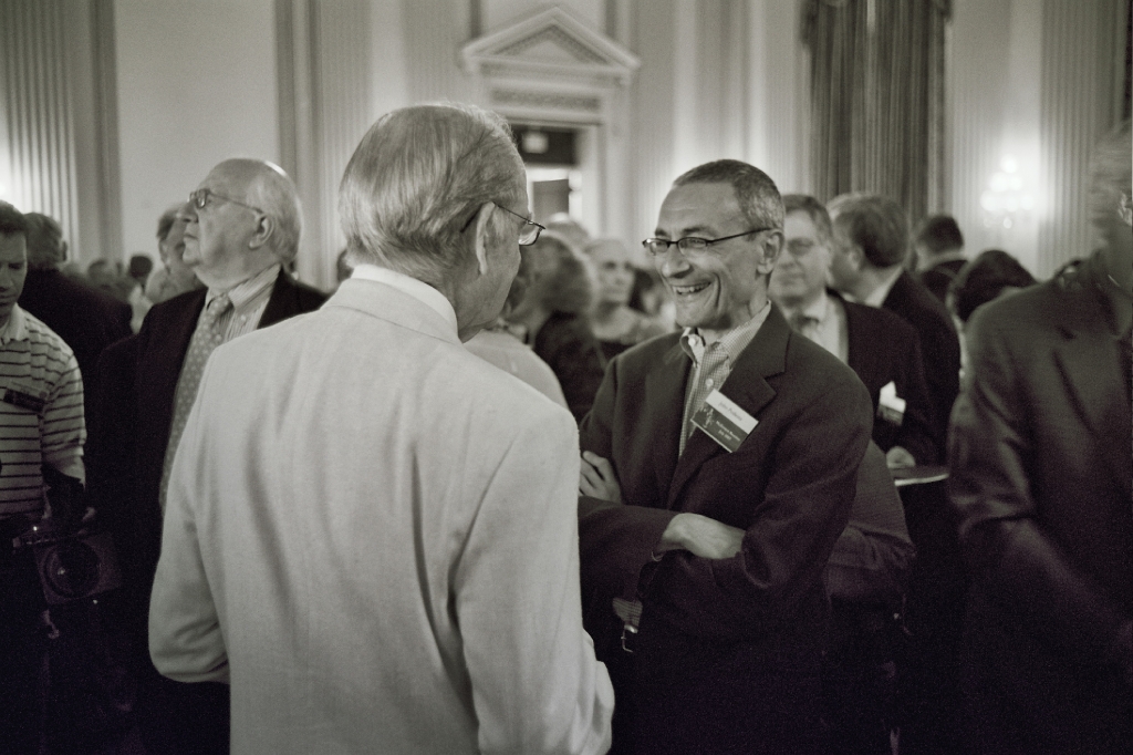Sen McGovern and John Podesta at the 35th-year reunion of the 1972 campaign