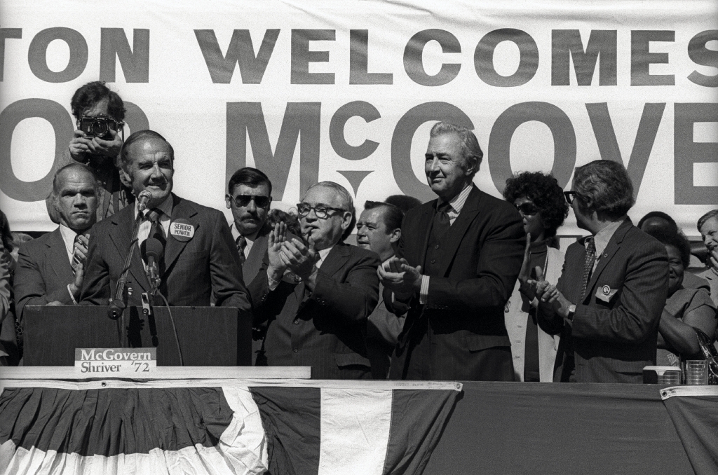 Sen. McGovern campaining the Sen. Eugene McCarthy at a September rally in Boston