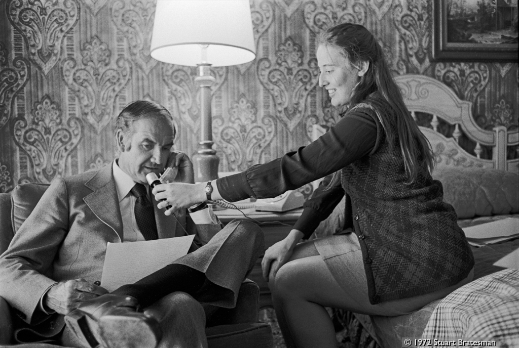 Lynn Caporale records Sen. McGovern during a phone interview in San Francisco, June 2, 1972